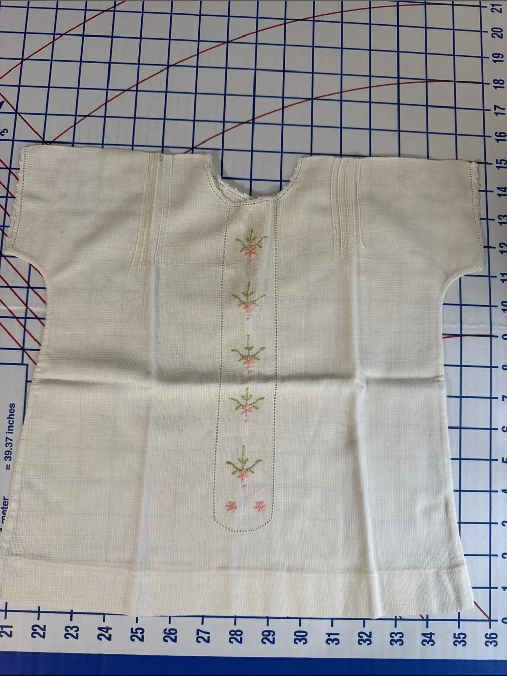 Antique c1920s Handmade Baby Shirt Hand Embroidery Pintucks Heirloom Sewing